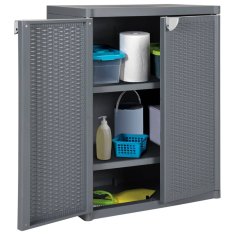 Vidaxl Vrtna omara siva 65x45x88 cm PP ratan