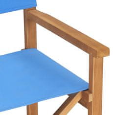 shumee Zložljiv režiserski stol 2 kosa modre barve trdna tikovina