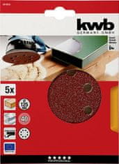 KWB brusni papir za les in kovino, samolepljivi, Ø 125 mm, 5/1, GR 40 (49491904)