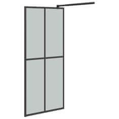 Greatstore Pregrada za tuš s polico črna 90x195 cm ESG steklo in aluminij