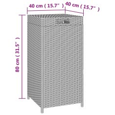 Vidaxl Koš za smeti rjav 40x40x80 cm poli ratan