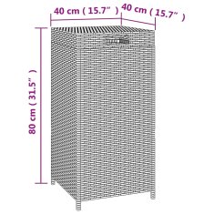 Greatstore Koš za smeti črn 40x40x80 cm poli ratan