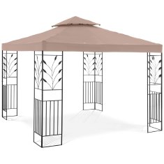 Uniprodo Vrtni paviljon gazebo šotor zložljiv nadstrešek z ornamentom 3 x 3 x 2,6 m bež