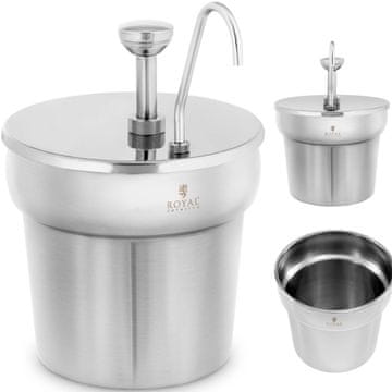 Royal Catering Dispenser za kečap z črpalko, jeklen, 6,6 l