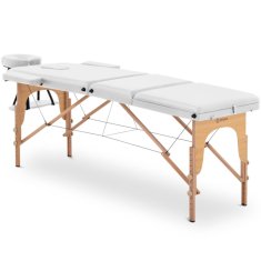 NEW Zložljiva široka masažna miza z lesenim okvirjem DINAN WHITE - bela
