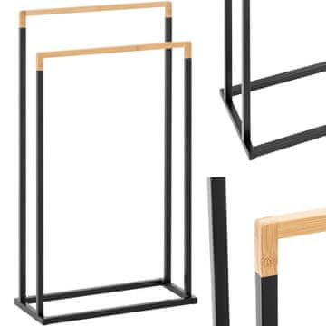 shumee Talno kopalniško stojalo za brisače z 2 palicama - črn bambus