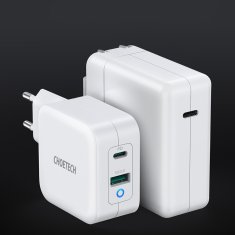 Choetech Hitro polnilnik GaN USB tip C PD USB-A QC3.0 65 W 3,25 A bel