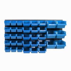 botle Stenska plošča za orodje 77 x 39 cm z 36 kos Škatla viseče Modra škatle Sistem za shranjevanje