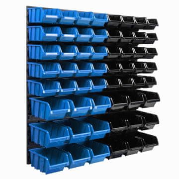 botle Stenska plošča za orodje 77 x 78 cm z 58 kos Škatla viseče Modra in Črna škatle plastika