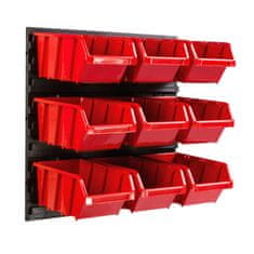 botle Stenska plošča za orodje 39 x 39 cm z 9 kos Škatla viseče Rdeča škatle Sistem za shranjevanje