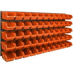 botle Viseča plošča za orodje 173 x 78 cm z 55 kos Škatla stenskih Oranžna Sistem za shranjevanje XL