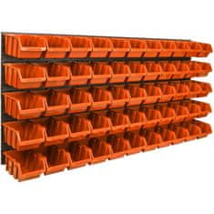 botle Viseča plošča za orodje 173 x 78 cm z 55 kos Škatla stenskih Oranžna Sistem za shranjevanje XL