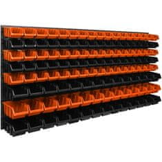 botle Viseča plošča za orodje 173 x 78 cm z 127 kos Škatla stenskih Oranžna in Črna škatle plastika XL