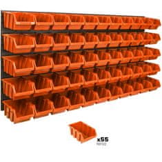 botle Viseča plošča za orodje 173 x 78 cm z 55 kos Škatla stenskih Oranžna Sistem za shranjevanje XL