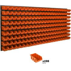 botle Viseča plošča za orodje 173 x 78 cm z 198 kos Škatla stenskih Oranžna Sistem za shranjevanje XL