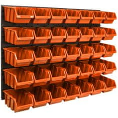 botle Stenska plošča za orodje 115 x 78 cm z 35 kos Škatla viseče Oranžna škatle Sistem za shranjevanje