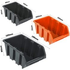 botle Delavniški panel za orodja 173 x 78 cm z 57 kos Škatla viseče Oranžna in Črna škatle plastika XL