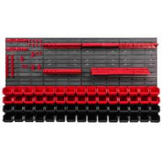 botle Komplet plošč z držali za orodje 156 x 78 cm z 60 kos Škatla viseče Rdeča in Črna škatle plastika