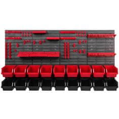 botle Delavniški panel za orodja 156 x 78 cm z 18 kos Škatla viseče Rdeča in Črna škatle plastika