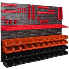 botle Delavniški panel za orodja 115 x 78 cm z 44 kos Škatla viseče Oranžna in Črna škatle plastika