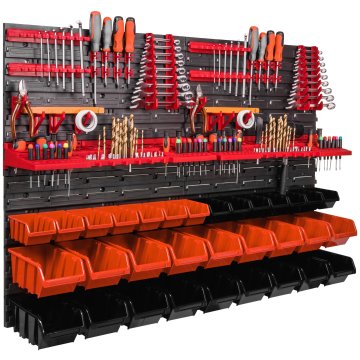 botle Delavniški panel za orodja 115 x 78 cm z 32 kos Škatla viseče Oranžna in Črna škatle plastika