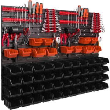 botle Stenska plošča za orodje 115 x 78 cm z 56 kos Škatla viseče Oranžna in Črna škatle plastika