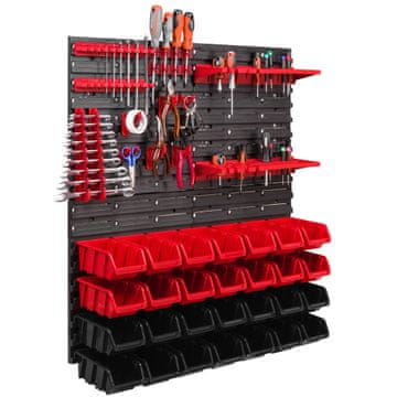 botle Stenska plošča za orodje 77 x 78 cm z 28 kos Škatla viseče Rdeča in Črna Držala Delavnica Garaža