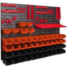 botle Stenska plošča za orodje 115 x 78 cm z 50 kos Škatla viseče Oranžna in Črna škatle plastika