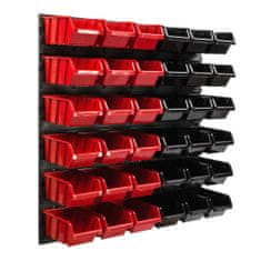 botle Viseča plošča za orodje 77 x 78 cm z 36 kos Škatla stenskih Rdeča in Črna škatle plastika