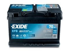 Exide EFB EL700 akumulator, 70 Ah, D+, 760 A(EN), 278 x 175 x 190 mm