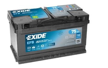 Exide EFB EL752 akumulator, 75 Ah, D+, 730 A(EN), 315 x 175 x 175 mm