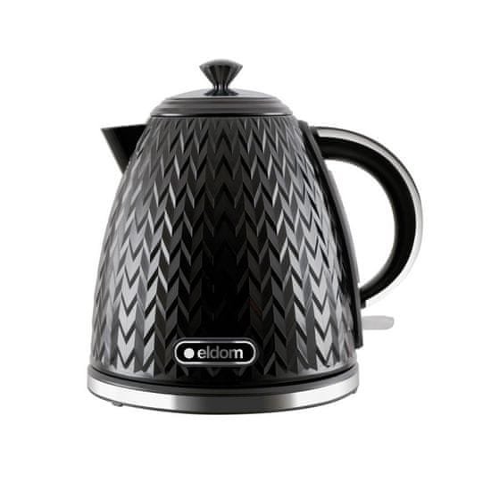 Eldom Kovinska kuhalnica ELDOM NELA, 1,7 l zmogljivosti, 2000 W, črna, brezžična, z avtomatskim izklopom, filtracija vode