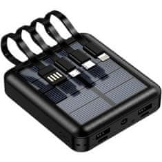 Andowl Solarna Polnilna Baterija - Solar Powerbank 12.000 mAh - ČRNA