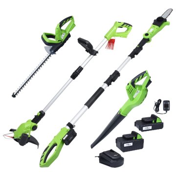 Vidaxl Brezžično električno vrtno orodje 4-delni komplet s polnilnikom