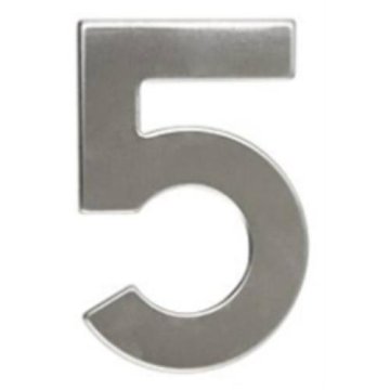 Walteco Številka "5", 50 mm, samolepilna, iz nerjavečega jekla
