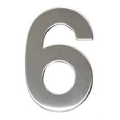 Walteco Številka "6", 50 mm, samolepilna, iz nerjavečega jekla