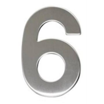 Walteco Številka "6", 50 mm, samolepilna, iz nerjavečega jekla