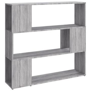 Vidaxl Knjižna omara/pregrada siva sonoma 100x24x94 cm