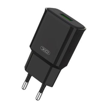 XO omrežni polnilec l92d, 1x usb, 18w, qc 3.0 (črn)
