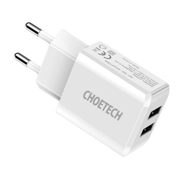 Choetech omrežni polnilec c0030, 2a, 2x usb (bel)