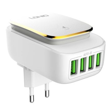 LDNIO A4405 4USB omrežni polnilnik, LED svetilka + kabel Lightning
