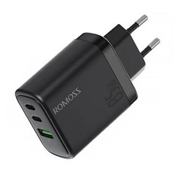 Romoss AC65H omrežni polnilnik, 2x USB-C + USB, 65W (črn)