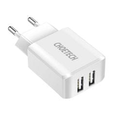 Choetech omrežni polnilec c0030, 2a, 2x usb (bel)