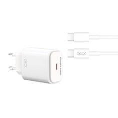 XO omrežni polnilec l90b, usb-c, pd 20w + qc 3.0 18w (bel)