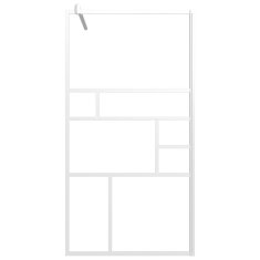 Vidaxl Pregrada za tuš s polico bela 100x195 cm ESG steklo in aluminij