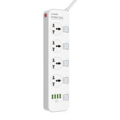 LDNIO napajalnik s 4 vtičnicami, 4x usb, sc4408, eu/us, 2500 W (bela)