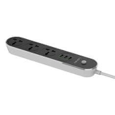 LDNIO napajalnik s 3 vtičnicami, 3x usb, sc3301, eu/us, 2500 W (siva)