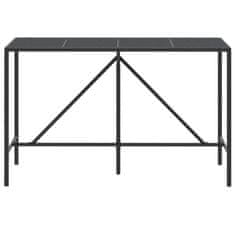 Greatstore Barska miza s stekleno ploščo črna 180x70x110 cm poli ratan