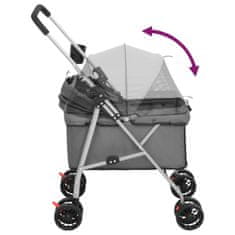 Greatstore Zložljiv pasji voziček siv 76x50x100 cm Oxford blago