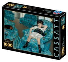 D-Toys Puzzle Deklica v modrem stolu 1000 kosov
